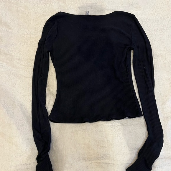 Free People Intimately ribbed sweater with ruched wrist detail. - Picture 2 of 4